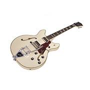 Angled front view of Starfire Custom DC GVT Vintage White guitar