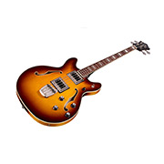 Angled front view of Starfire Deluxe Bass Sweet Tea guitar
