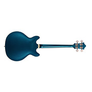 Horizontal back view of Starfire Deluxe Bass Teal the Deal guitar thumb