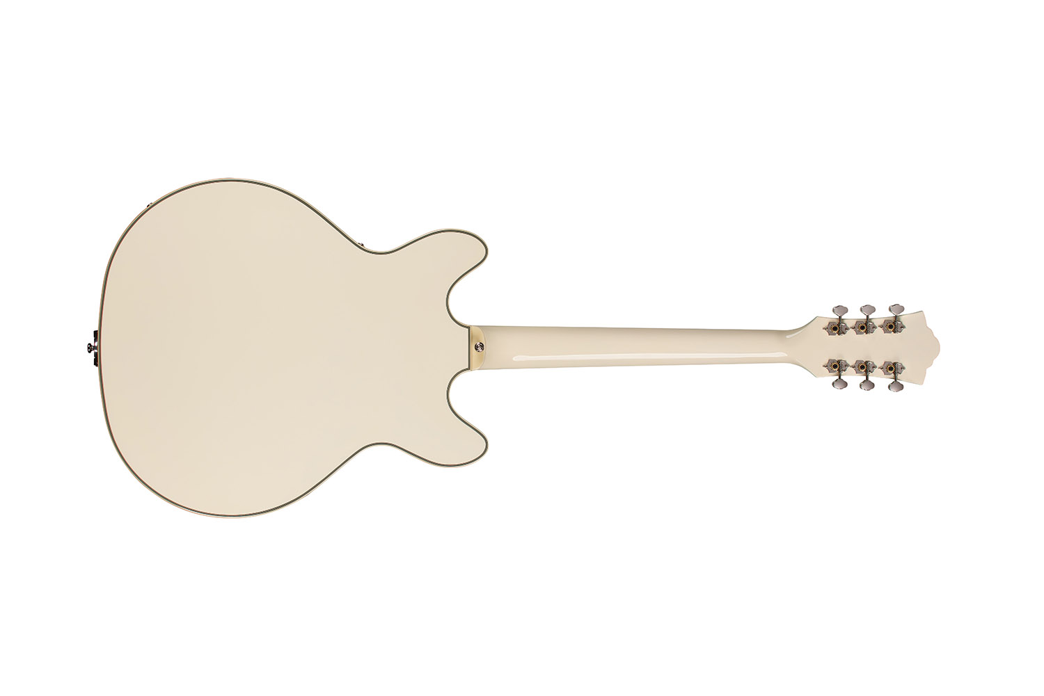 Horizontal back view of Starfire Custom DC GVT Vintage White guitar