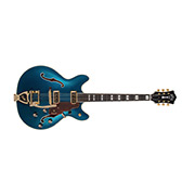 Horizontal front view of Starfire Custom DC GVT GH Teal The Deal guitar
