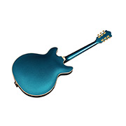 Angled back view of Starfire Custom DC GVT GH Teal The Deal guitar