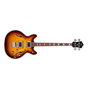 Horizontal front view of Starfire Deluxe Bass Sweet Tea guitar
