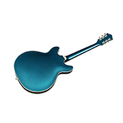 Angled back view of Starfire Deluxe DC Teal The Deal guitar