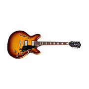 Horizontal side view of Starfire Deluxe DC Sweet Tea guitar