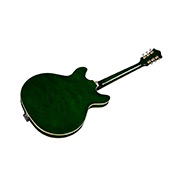 Angled back view of Starfire Deluxe DC GVT Emerald Green guitar