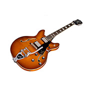 Angled front view of Starfire Deluxe DC GVT Honey Burst guitar
