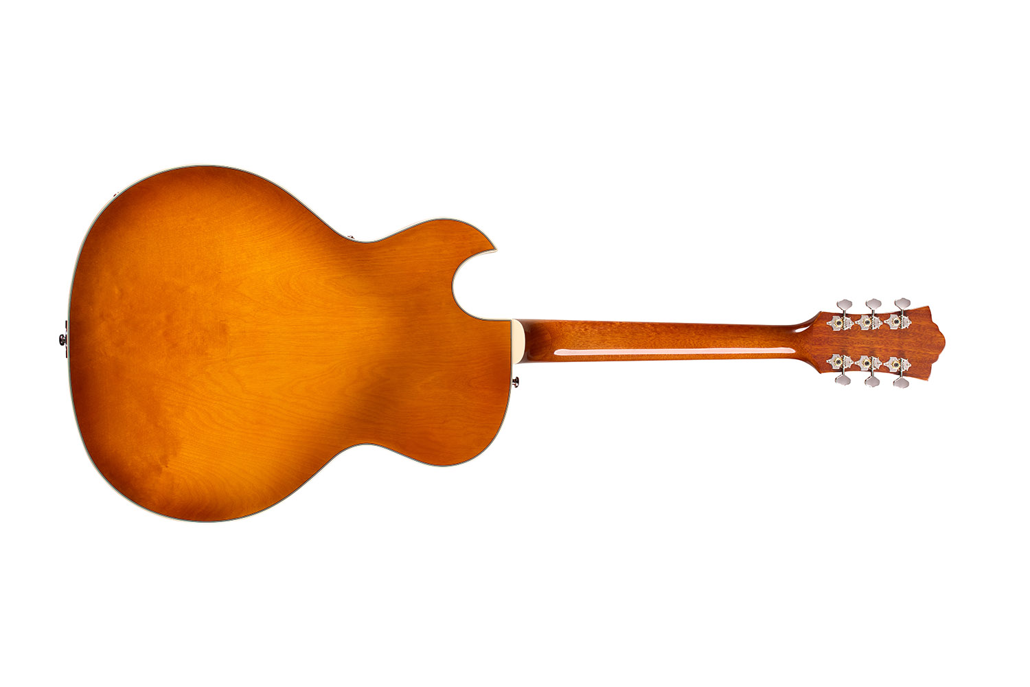 Horizontal back view of Starfire Deluxe SC GVT Honey Burst guitar
