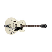 Horizontal front view of Starfire Deluxe SC GVT Vintage White guitar