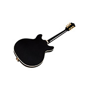 Angled back view of Starfire Custom DC GVT GH Black Metallic guitar