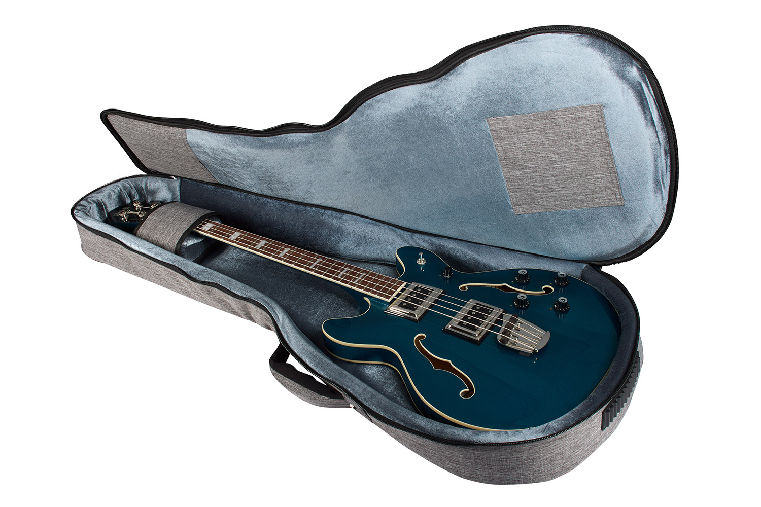 Premium Bass Electric Gig Bag opened to show inside with bass placed