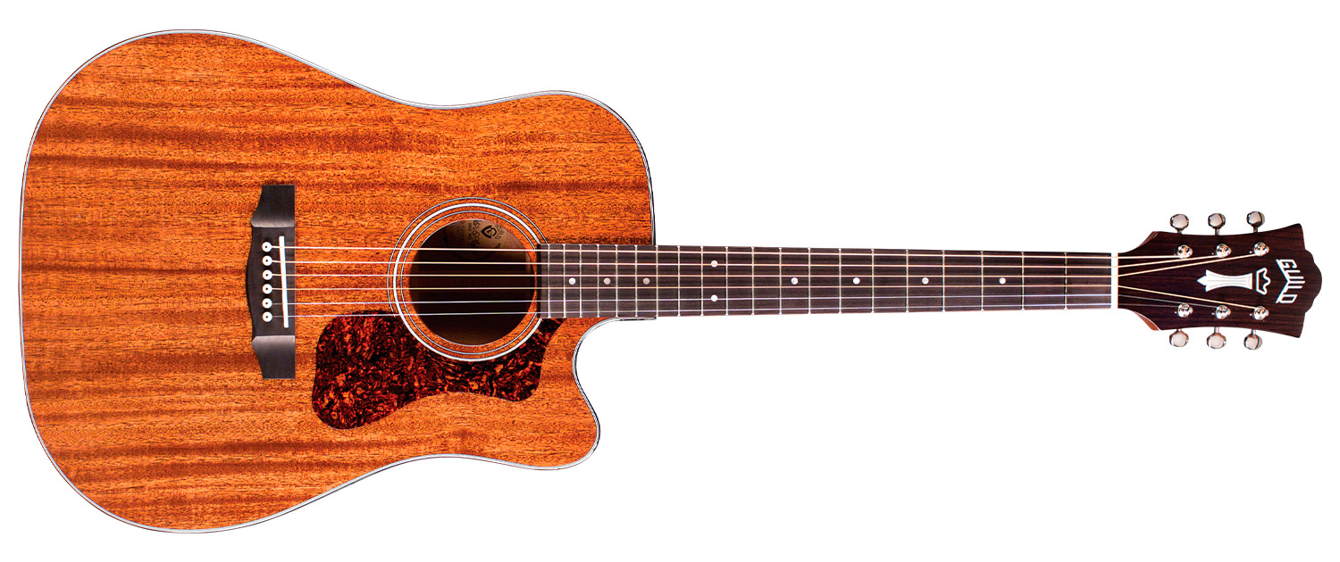Horizontal front view of D-120CE acoustic guitar