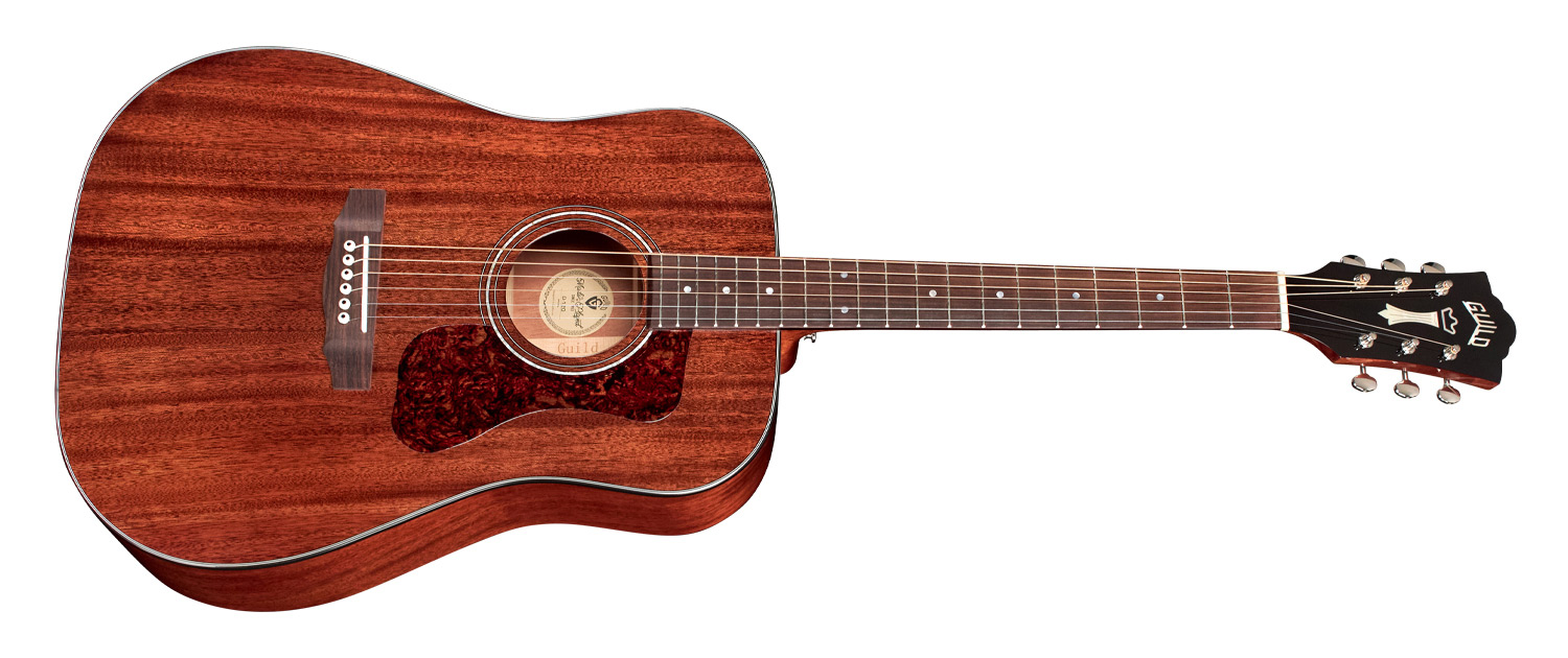 Horizontal side view of D-120 acoustic guitar