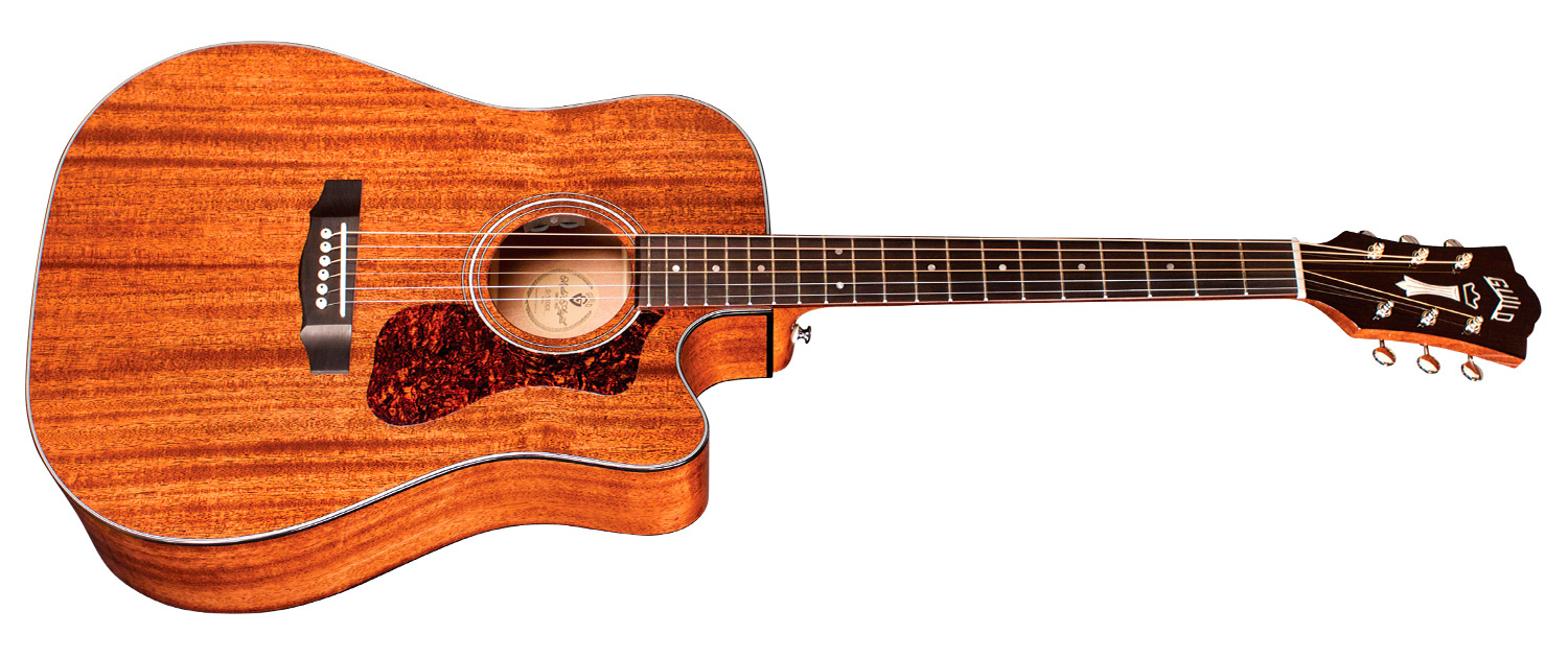 Horizontal side view of D-120CE acoustic guitar