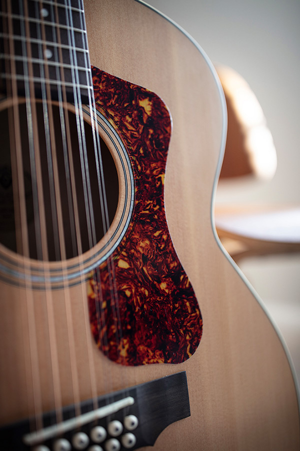 Close-up F-2512E Maple pickguard