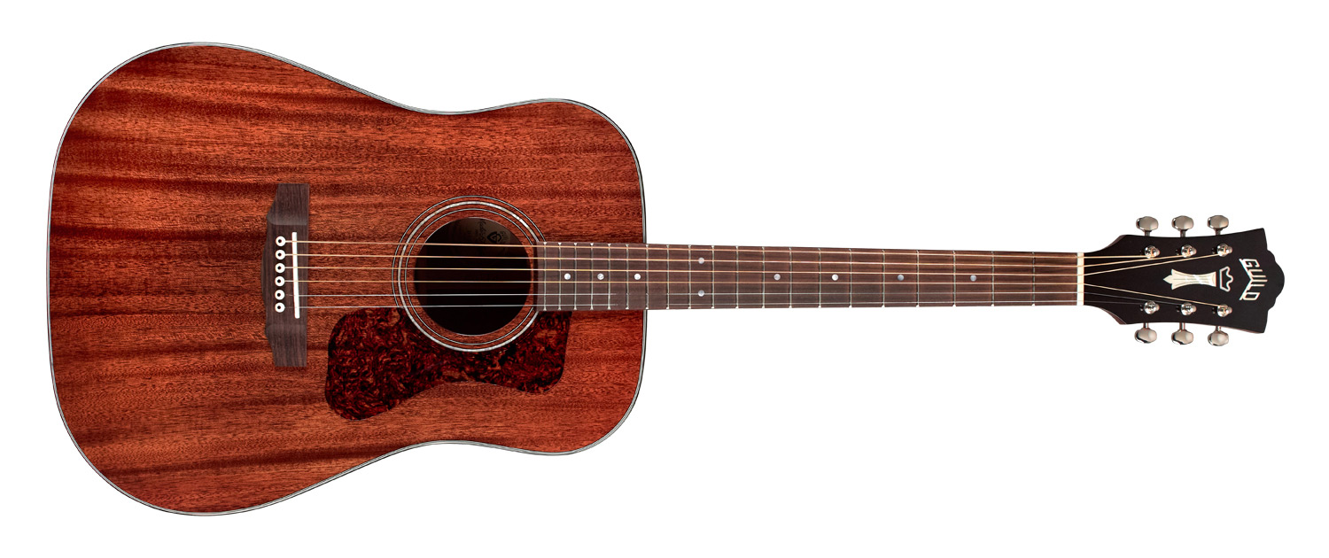 Horizontal front view of D-120 acoustic guitar