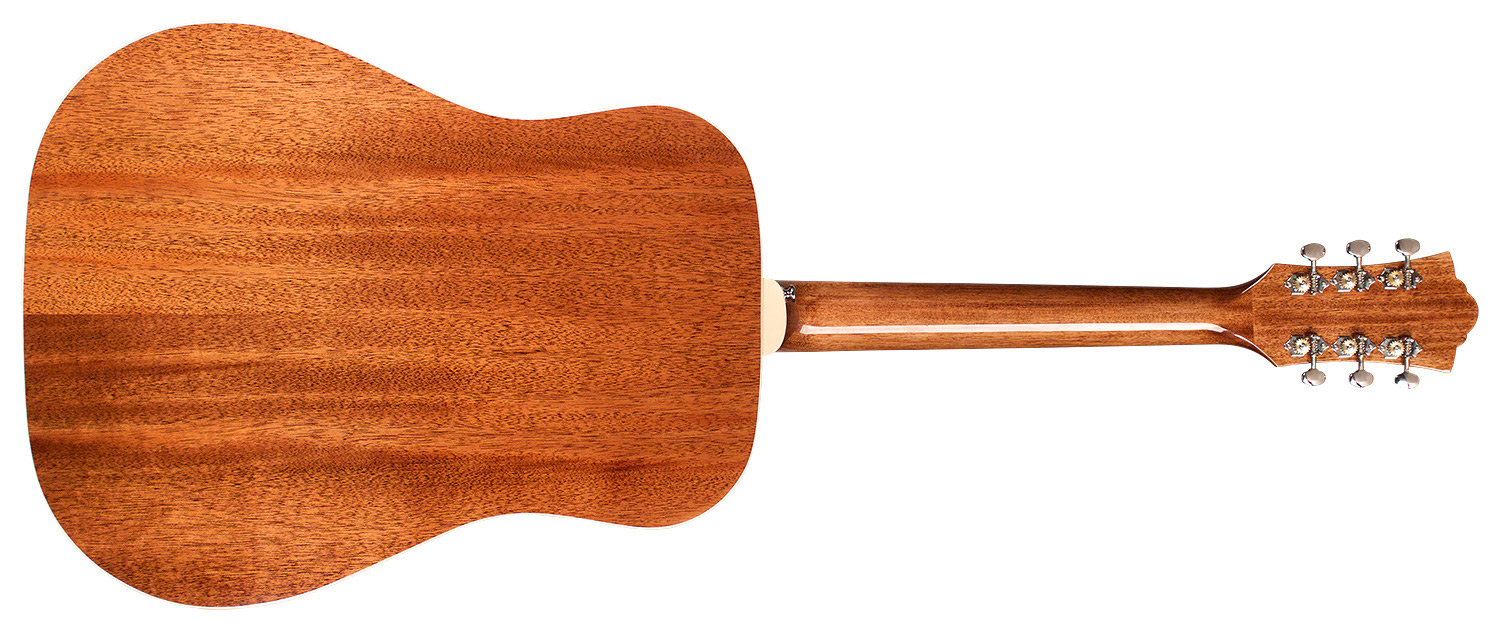 Horizontal back view of D-140 Natural acoustic guitar