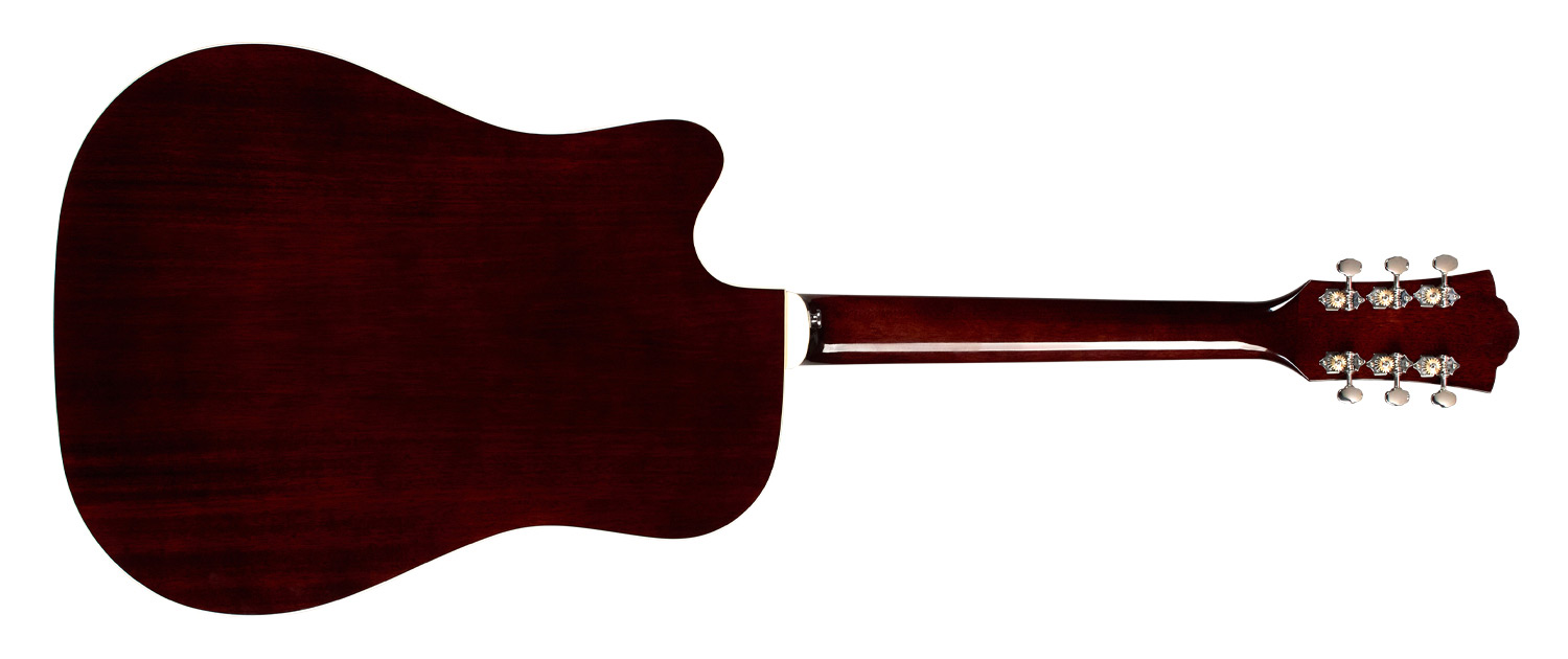 Horizontal back view of D-140CE Antique Burst acoustic guitar