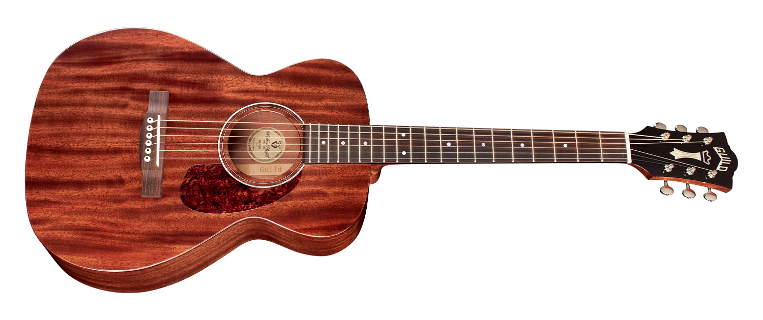 Horizontal side view of M-120 Natural acoustic guitar
