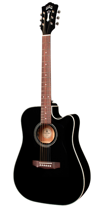 Vertical view of D-140CE Black acoustic guitar