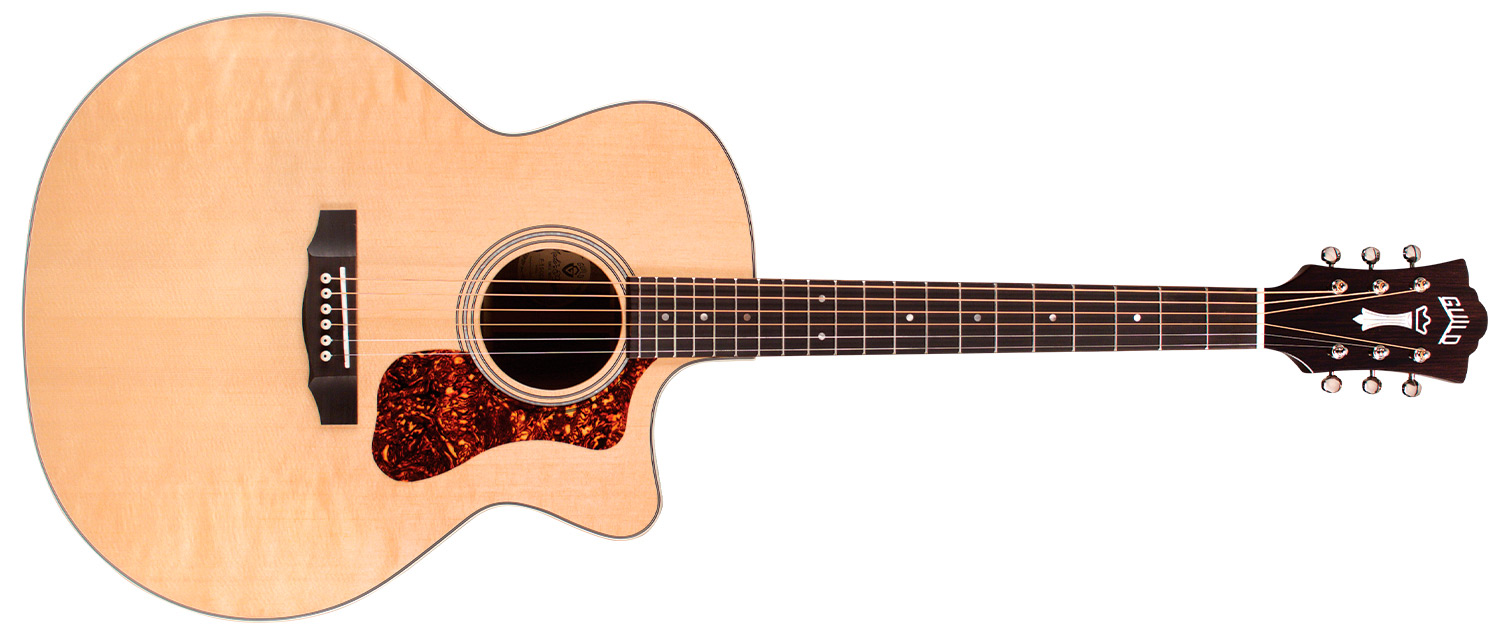 Horizontal front view of F-150CE acoustic guitar