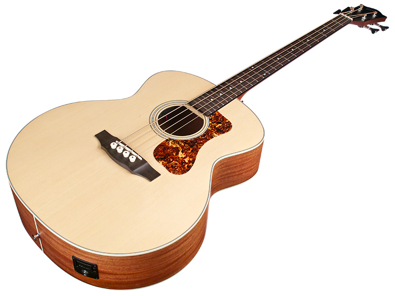 Horizontal front angle view of B-240E Natural guitar