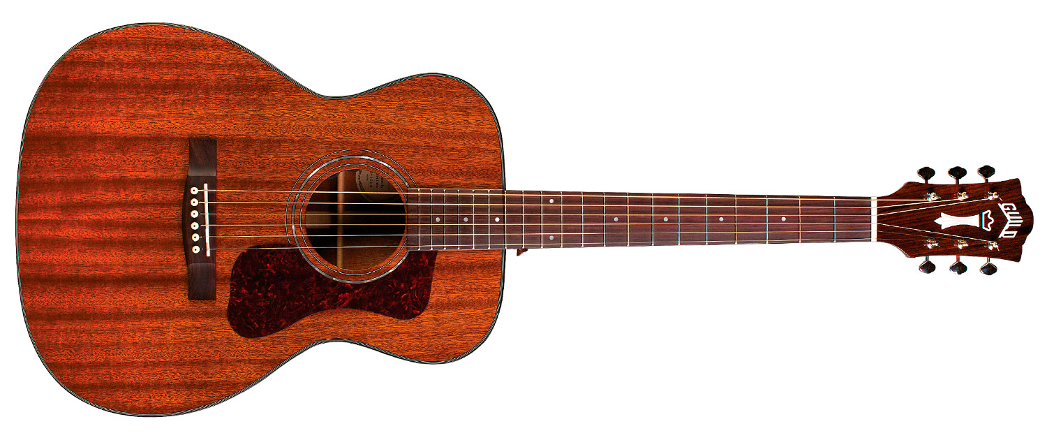 Horizontal front view of OM-120 Natural acoustic guitar