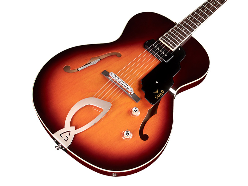 Horizontal side view of T-50 Slim guitar