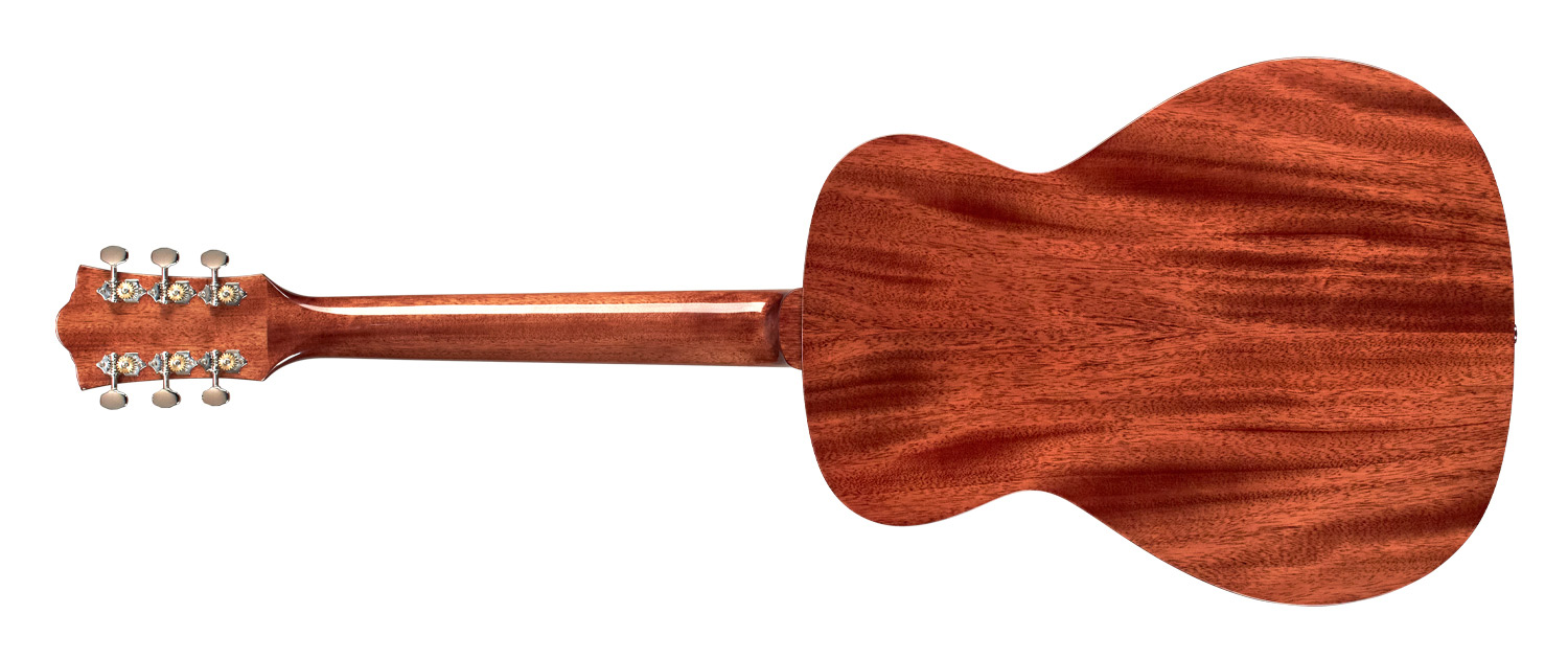 Horizontal back view of M-120L Natural acoustic guitar