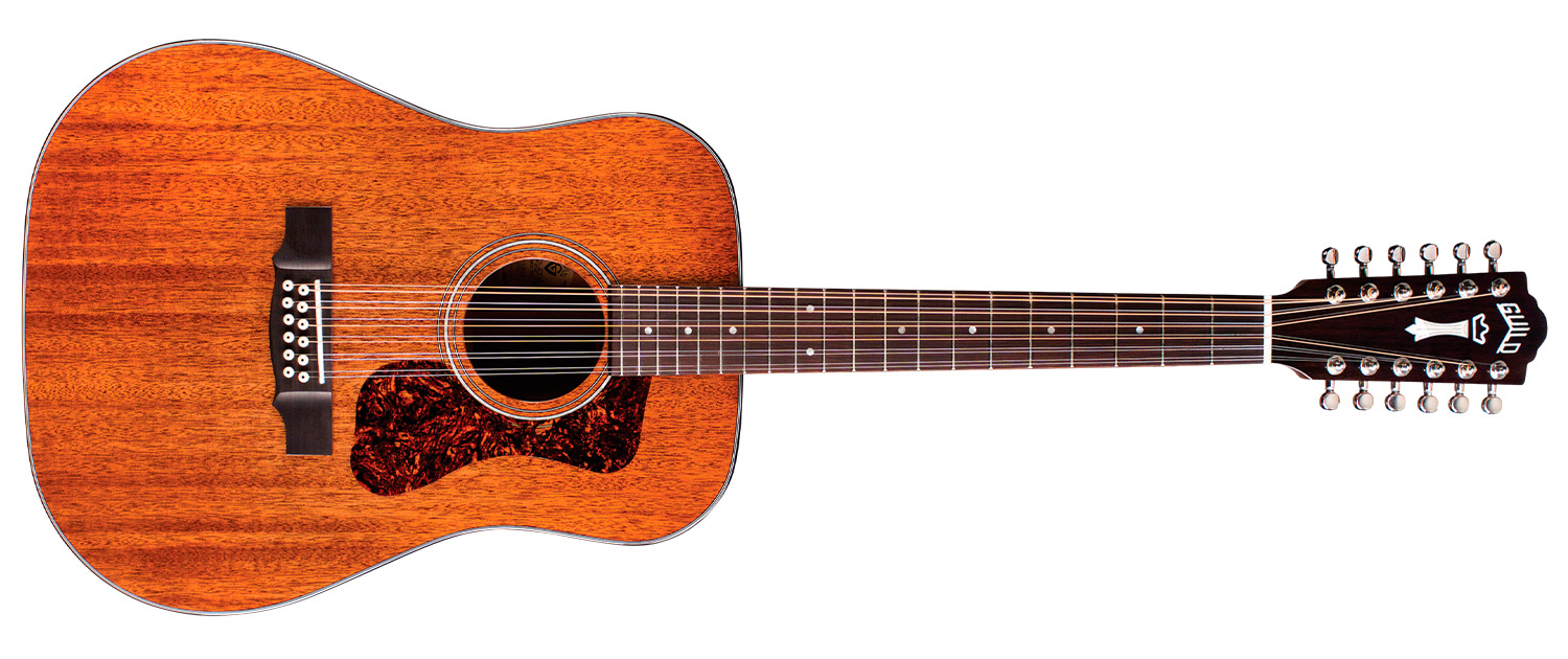 Horizontal front view of D-1212 Natural acoustic guitar