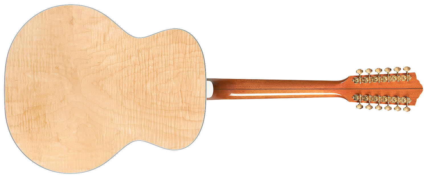 Horizontal back view of F-512 MAPLE guitar