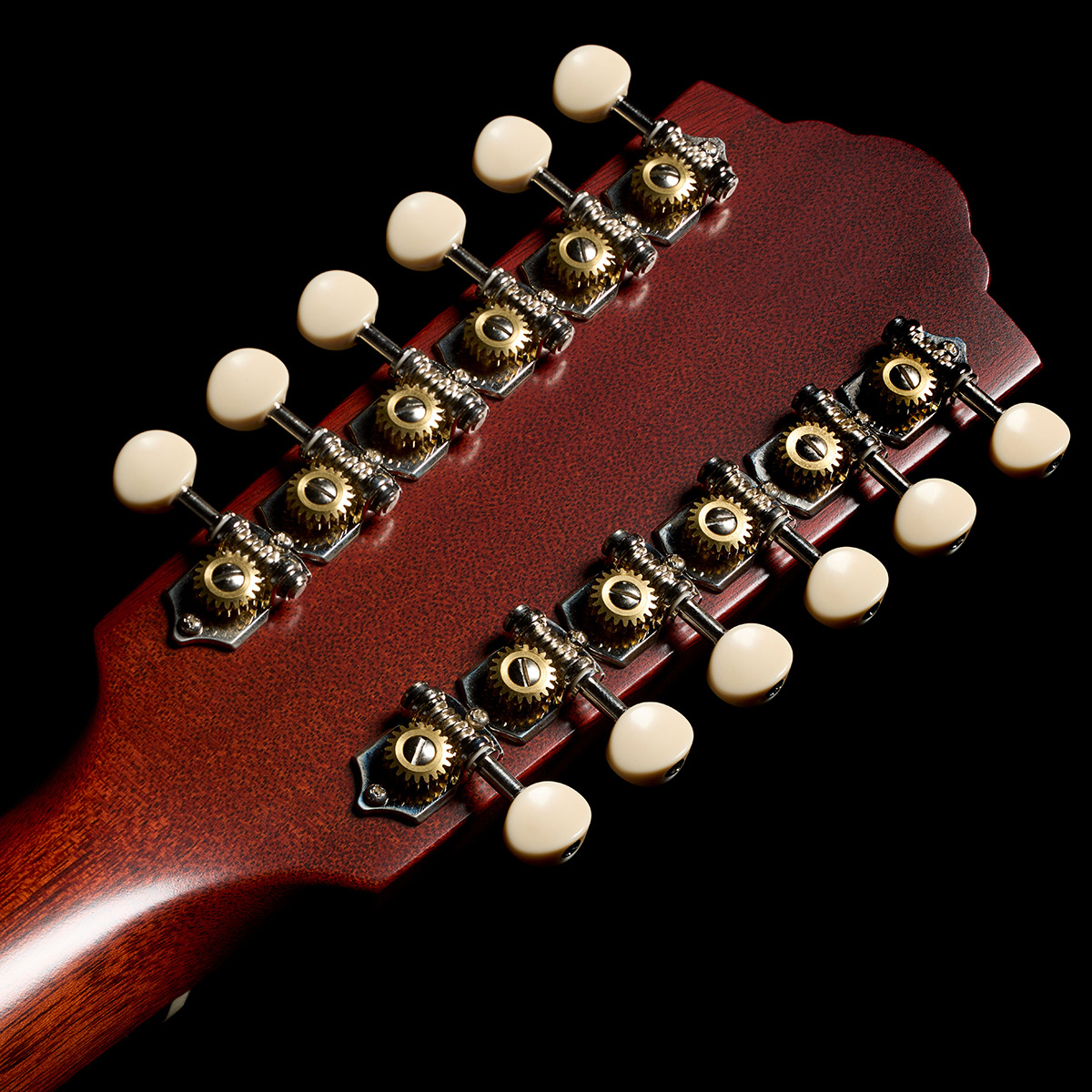 Close-up of the back of the F-412 Standard Natural headstock thumb