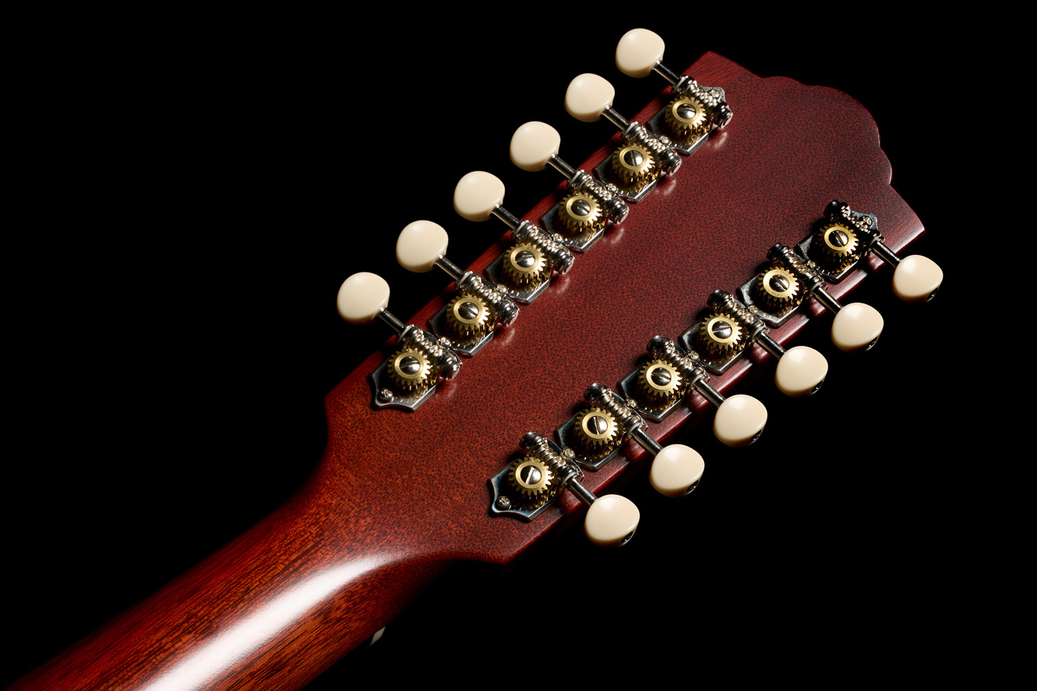 Top down view of F-412 Standard Natural neck and strings