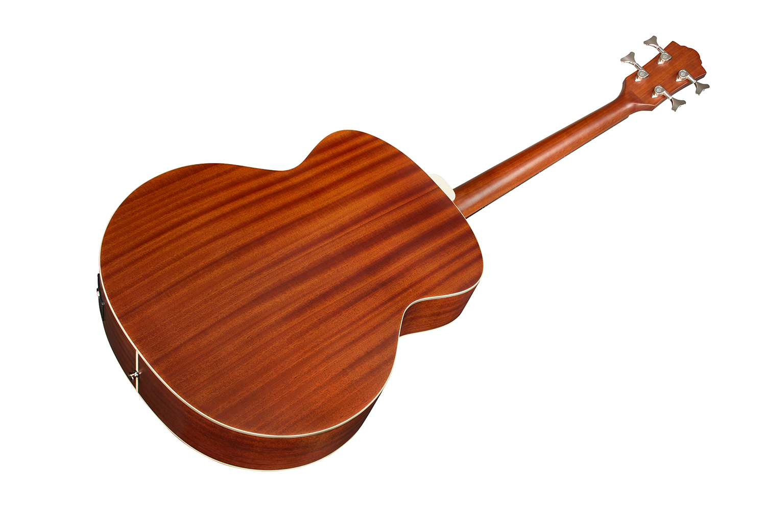 Horizontal back angle view of B-240E Fretless Natural guitar