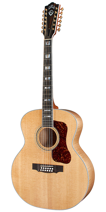 Vertical view of F-512 Maple acoustic guitar