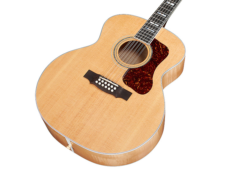 Close up body front angle view of F-512 MAPLE guitar