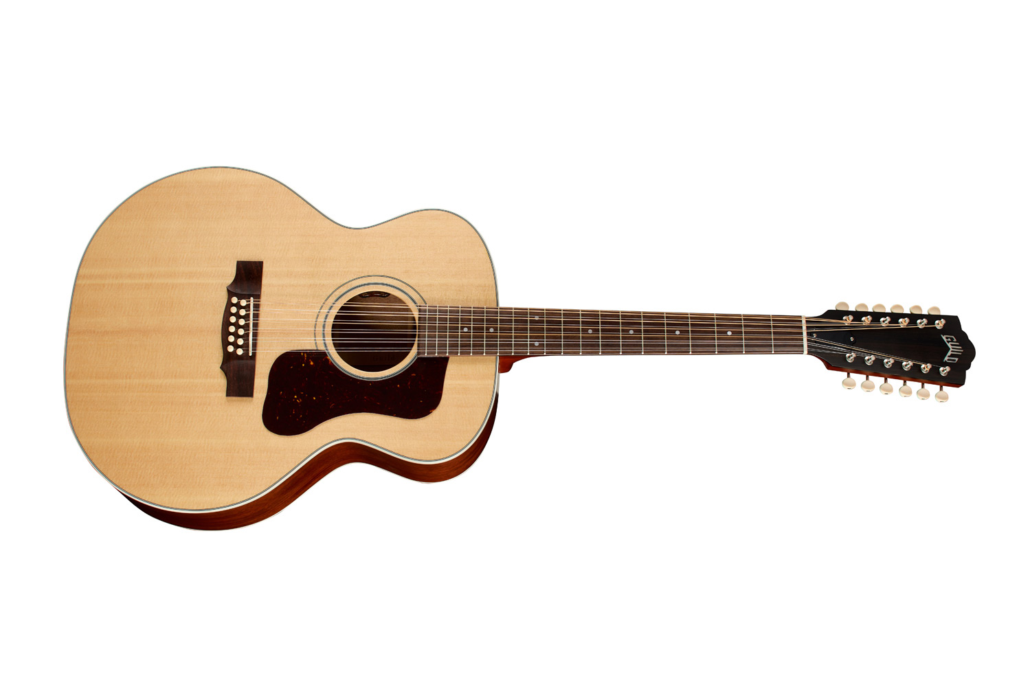 Horizontal side view of F-412E Standard Natural guitar