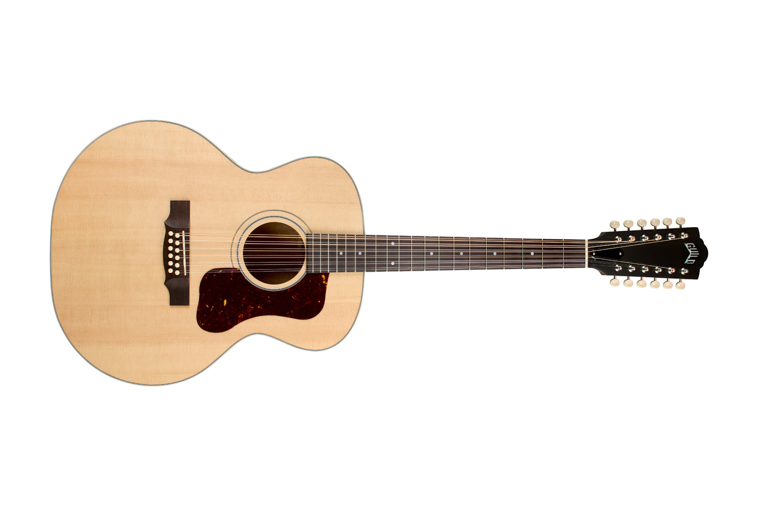 Horizontal front view of F-412 Standard Natural guitar