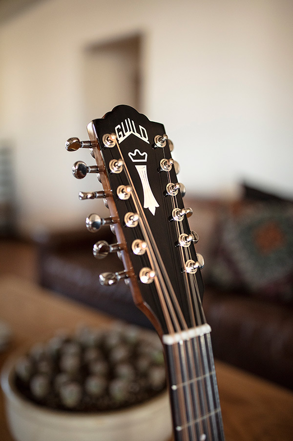 Close up of D-1212 headstock with Guild Peak logo thumbnail