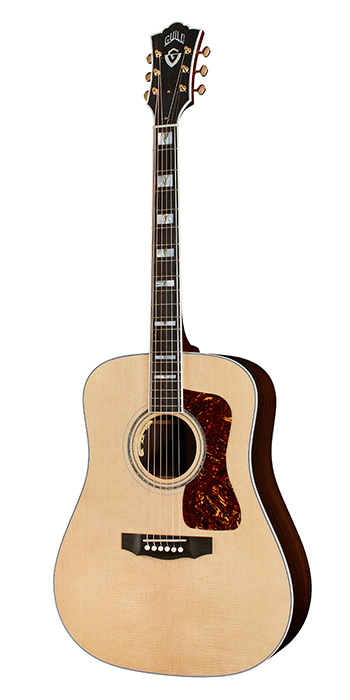 Vertical view of D-55E Natural acoustic guitar