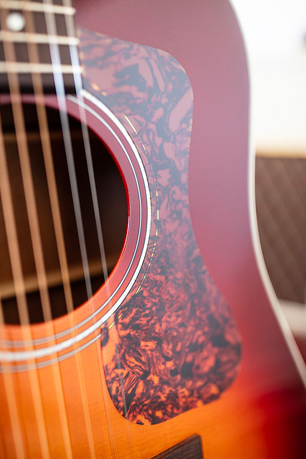 Close up of D-140 Cherry Burst pickguard thumbnail