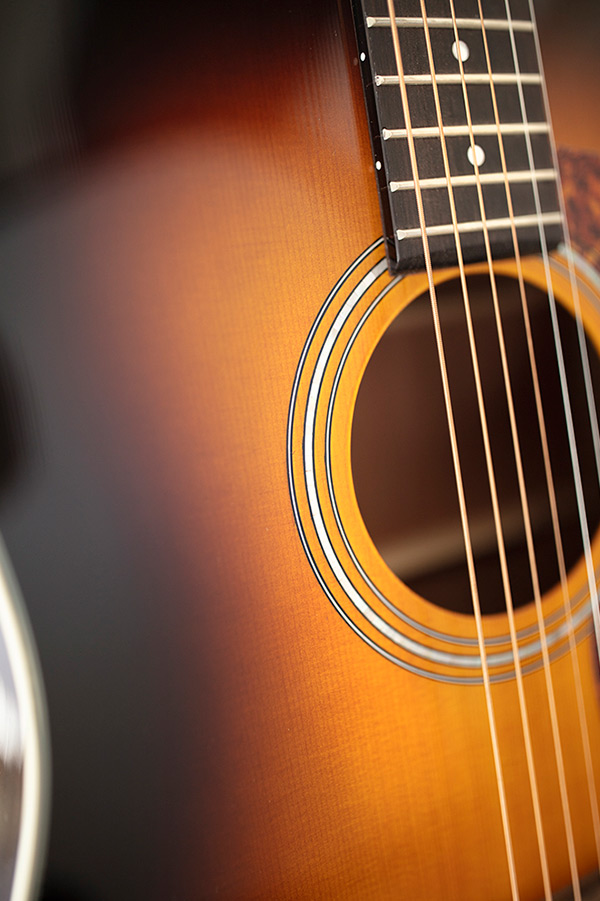 Close up of D-140 Antique Burst soundhole thumbnail