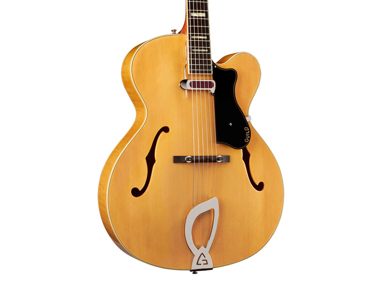 Horizontal side view of A-150 Savoy Blonde guitar