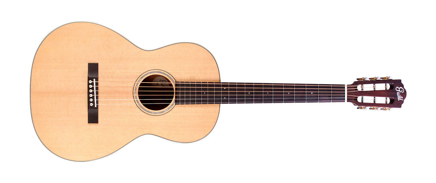 Horizontal front view of Westerly P-240 Memoir Natural acoustic guitar