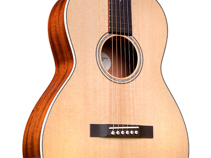 Horizontal back angle view of Westerly P-240 Memoir Natural guitar