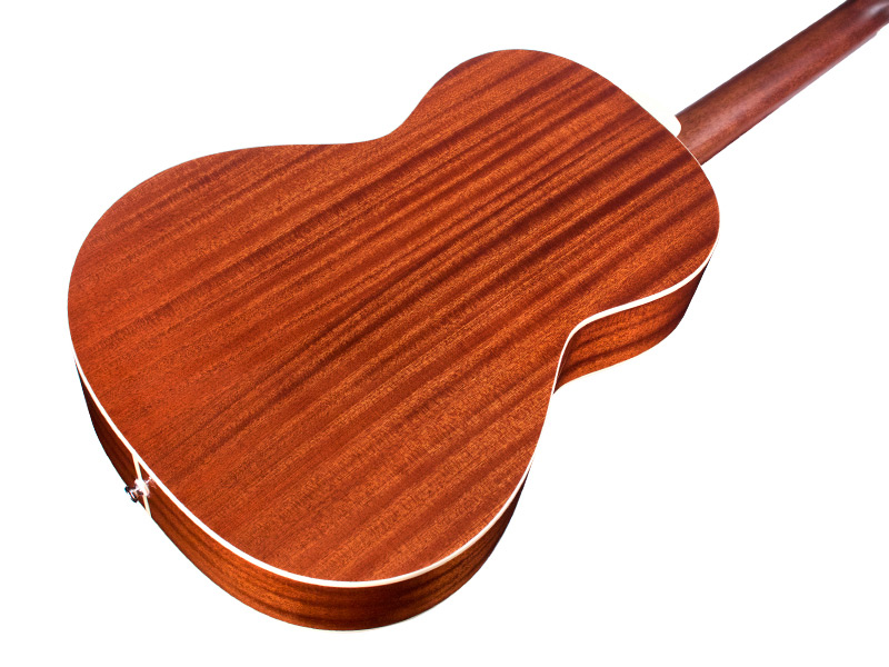 Horizontal front angle view of Westerly P-240 Memoir Natural guitar