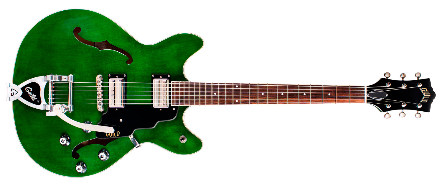 Horizontal front view of Starfire I DC Emerald Green guitar