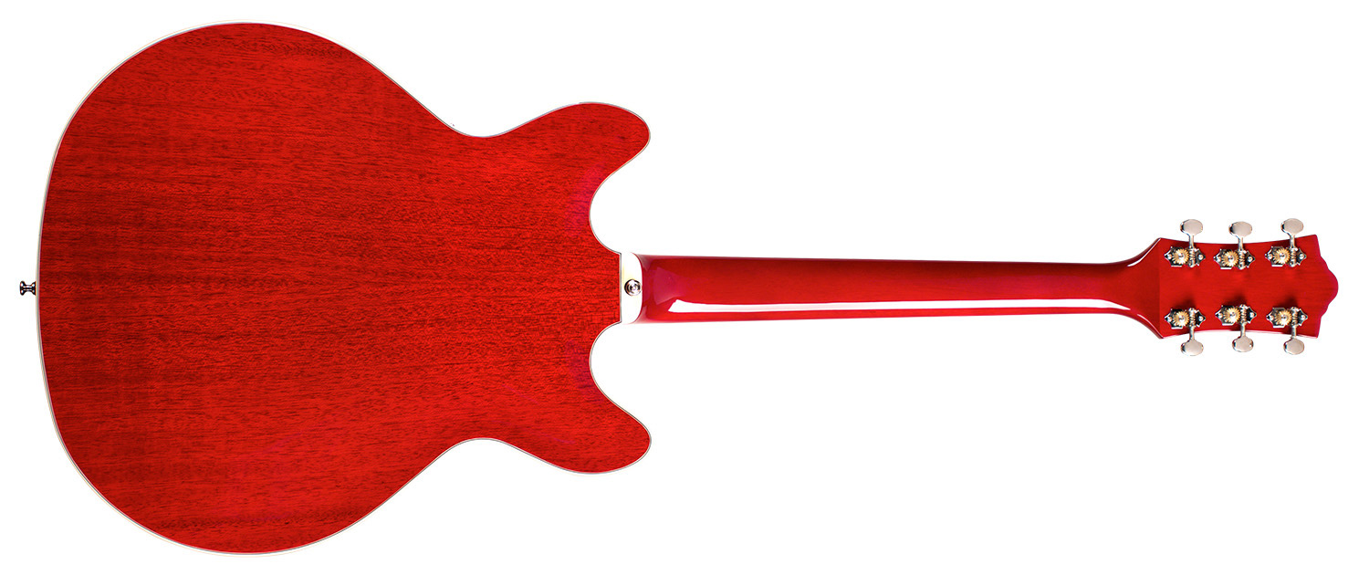 Horizontal back view of Starfire I DC Cherry Red guitar