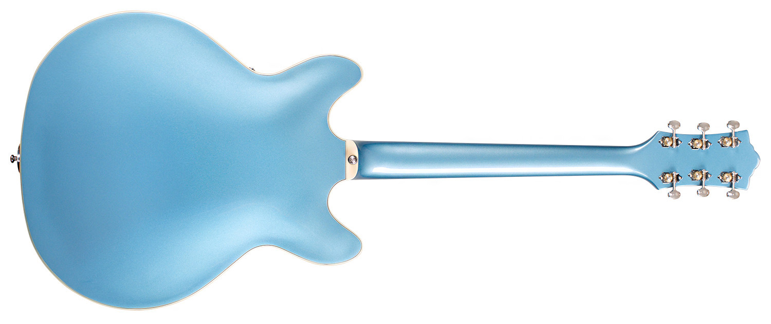 Horizontal back view of Starfire I DC Pelham Blue guitar