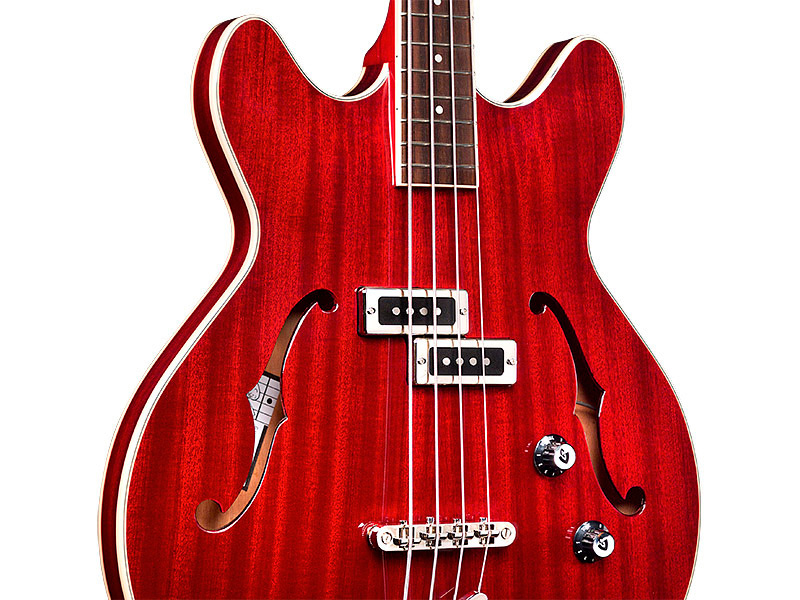 Horizontal back angle view of Starfire I Bass Cherry Red